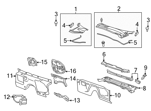 2015 Chevrolet Camaro Cowl Insulator, Dash Panel Outer Lower Diagram for 20969567