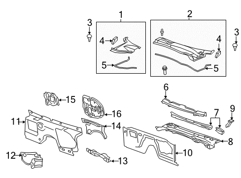 2010 Chevrolet Camaro Cowl Insulator-Dash Panel Outer Lower Diagram for 92236532