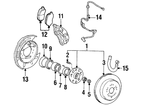 1996 Lexus LS400 Anti-Lock Brakes Rear Driver Disc Brake Cylinder Assembly Diagram for 47750-50111