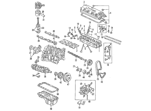 1994 Honda Accord Engine Parts, Mounts, Cylinder Head & Valves, Camshaft & Timing, Variable Valve Timing, Oil Pan, Oil Pump, Balance Shafts, Crankshaft & Bearings, Pistons, Rings & Bearings Adjuster, Balancer Belt (Nippon Seiko) Diagram for 13404-PT0-004