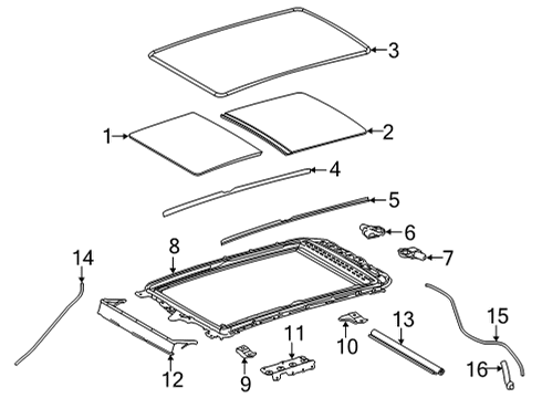 2021 Toyota Highlander Sunroof Glass Weatherstrip Diagram for 63251-0E100