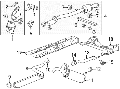 2016 Chevrolet Cruze Exhaust Components Center Muffler Clamp Diagram for 13278368