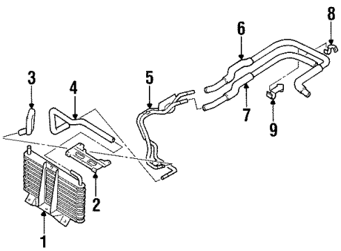 1990 Nissan 300ZX Oil Cooler Oil Cooler Assy Diagram for 21305-40P00