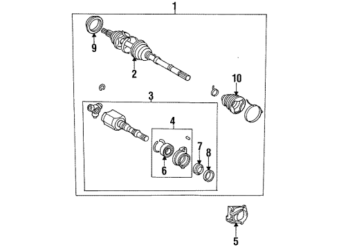 1996 Toyota Celica Axle Shaft - Front Axle Assembly Diagram for 43420-20493
