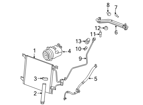 2007 Pontiac Solstice A/C Condenser, Compressor & Lines Hose Asm-A/C Compressor & Condenser Diagram for 25853611