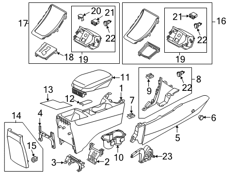 2012 Hyundai Elantra Center Console Cup Holder Assembly Diagram for 84620-3Y000-RY
