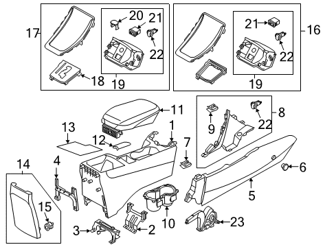 2012 Hyundai Elantra Center Console Cover-Parking Brake Diagram for 84614-3Y000-HZ