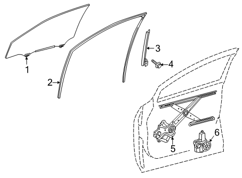 2010 Lexus RX450h Front Door Run, Front Door Glass, RH Diagram for 68141-0E020