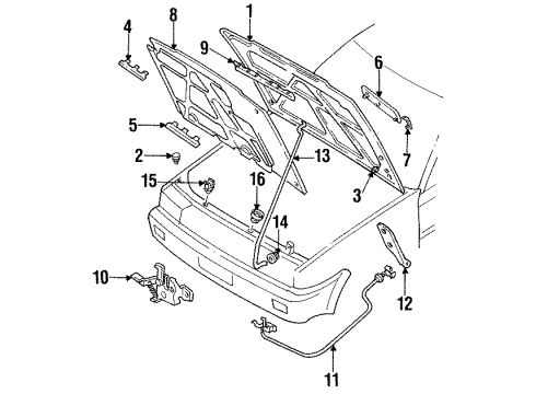 1989 Nissan Stanza Hood & Components, Exterior Trim Female Assembly Hood Lock Diagram for 65601-D4001
