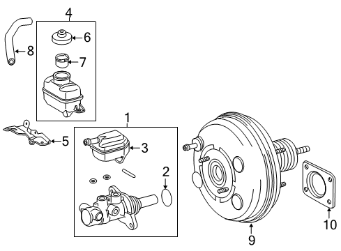 2014 Toyota Highlander Hydraulic System Reservoir Assembly Mount Bracket Diagram for 47233-0E040
