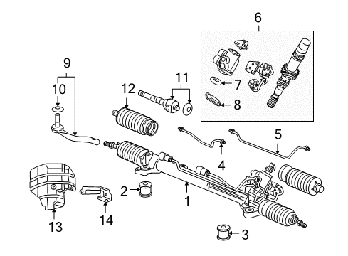 2006 Acura RL Steering Column & Wheel, Steering Gear & Linkage Bellows Diagram for 53534-SJA-A01