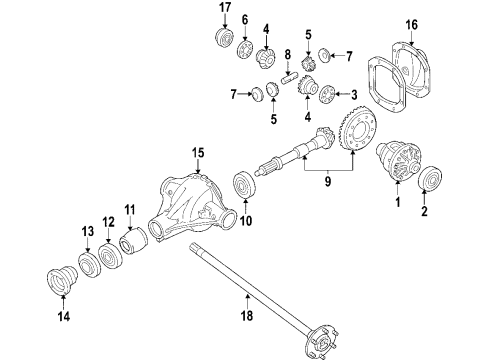 2008 Nissan Xterra Rear Axle, Differential, Propeller Shaft Rear Axle Assembly, W/O Brake Diagram for 43003-EA009