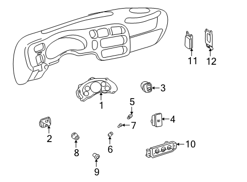 1998 GMC Sonoma Cluster & Switches, Instrument Panel Heater & Air Conditioner Control Assembly Diagram for 9351325