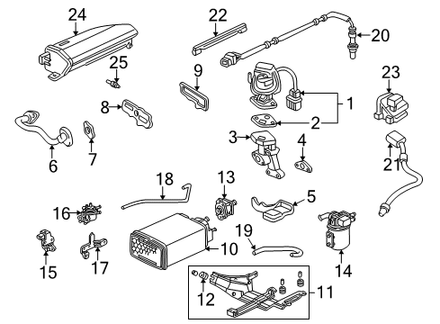 2000 Acura RL Emission Components Canister Assembly Diagram for 17011-SZ3-A50