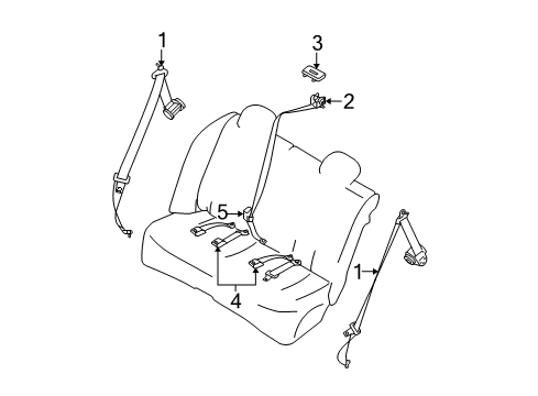 Diagram for 2009 Nissan Versa Seat Belt 