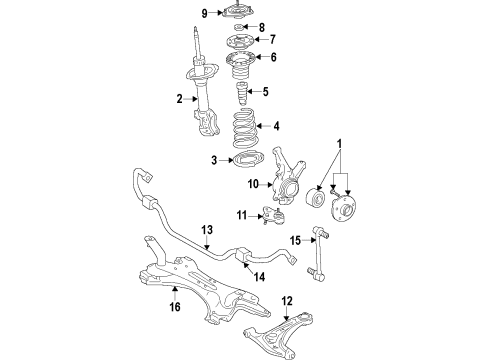 2013 Scion tC Front Suspension Components, Lower Control Arm, Stabilizer Bar Link Assy, Front Stabilizer Diagram for 48820-0R010