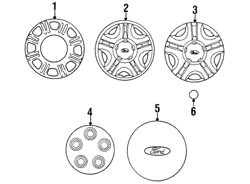 1998 Ford Taurus Wheel Covers & Trim Center Cap Diagram for F6DZ-1130-CA