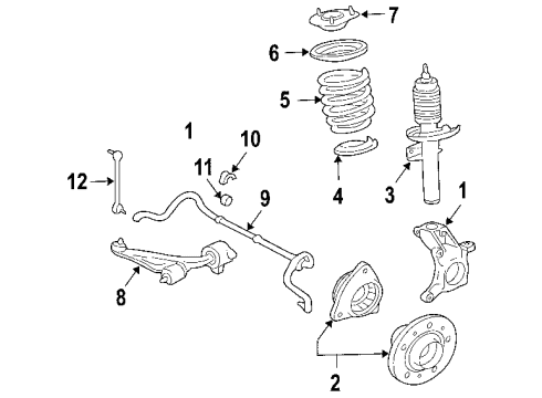 2007 Ford Freestar Front Suspension Components, Lower Control Arm, Stabilizer Bar Front Hub Diagram for 3F2Z-1104-AA