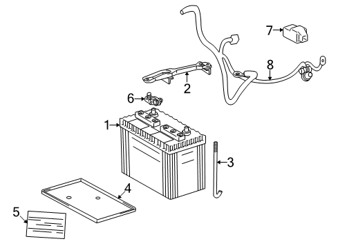 2005 Lexus LX470 Battery Clamp Sub-Assy, Battery Diagram for 74404-60130