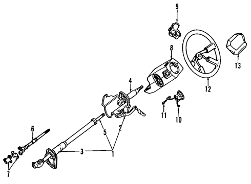 1994 Nissan D21 Ignition Lock Shaft Steer Diagram for 48820-01G04