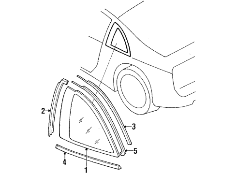 1990 Nissan 300ZX Quarter Panel - Glass & Hardware WEATHERSTRIP Quarter Window R Diagram for 83834-30P00