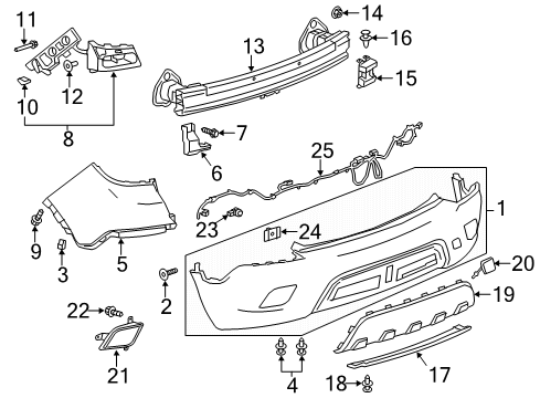 2013 Buick Encore Rear Bumper Reflector Diagram for 25961815