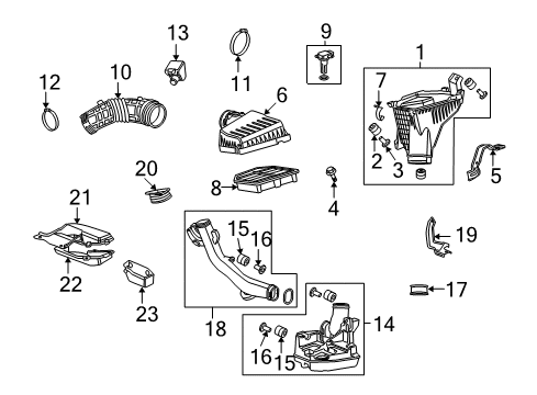 2012 Honda Accord Powertrain Control Tube, Air Cleaner Connecting Diagram for 17251-R40-A00