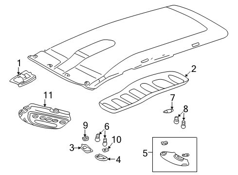 2002 Toyota Sequoia Overhead Console Support Diagram for 63137-0C020
