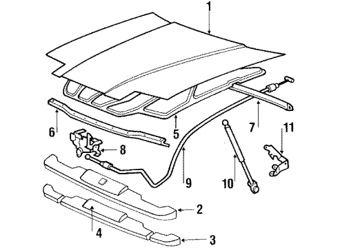 1989 Toyota Supra Hood & Components Courtesy Switch Diagram for 84231-14050