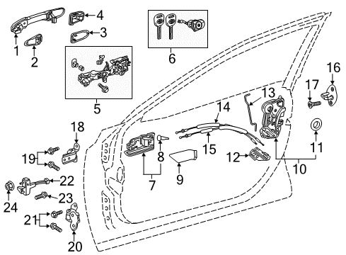 2019 Toyota Camry Front Door Handle Cover Diagram for 74037-06010