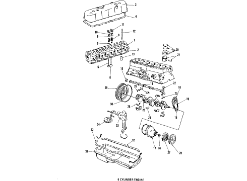 1984 American Motors Eagle Engine Parts, Mounts, Cylinder Head & Valves, Camshaft & Timing, Oil Pan, Oil Pump, Crankshaft & Bearings, Pistons, Rings & Bearings Cover Pkg-Valve Rocker Arm Diagram for 4626079AB