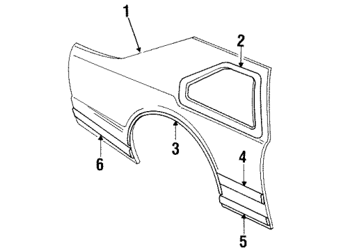 1985 Lincoln Mark VII Quarter Panel & Components, Exterior Trim Latch Assembly Diagram for E4LY6328610A