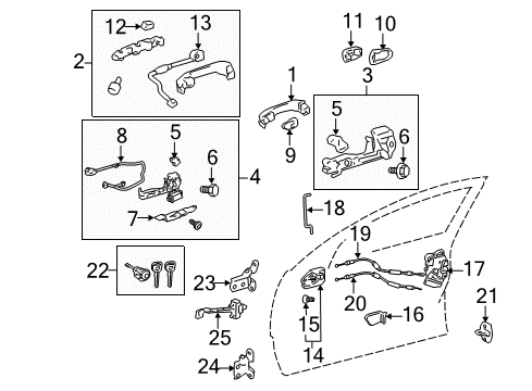 2007 Toyota Avalon Front Door Handle, Outside Diagram for 69210-AC060-B0