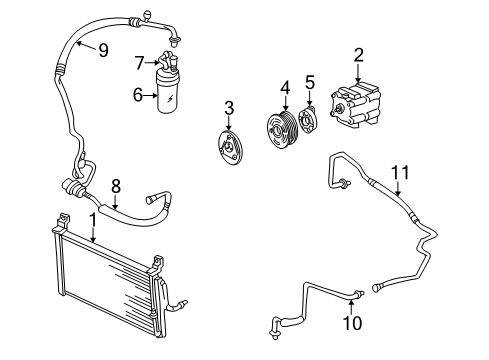 2001 Ford Focus A/C Condenser, Compressor & Lines Condenser Diagram for YS4Z-19712-AB