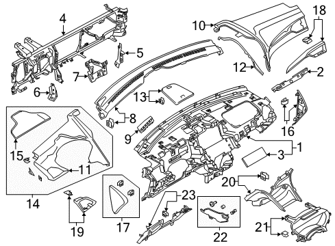 2014 Lincoln MKZ Instrument Panel Reinforce Beam Center Bracket Diagram for DP5Z-54044C52-A