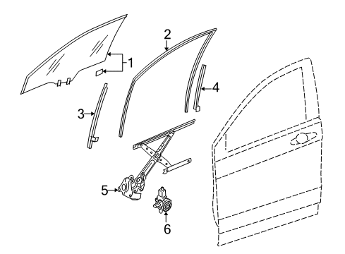 2015 Honda CR-V Front Door Runchannel, Left Front Door Diagram for 72275-T0A-A01