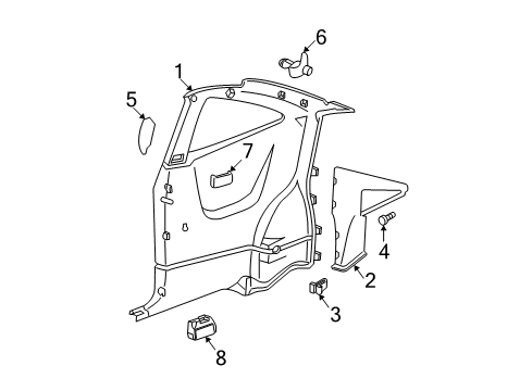 1998 Chevrolet Cavalier Interior Trim - Quarter Panels Panel Asm-Quarter Trim (Chevrolet/Pjj) *Graphite Diagram for 22619026