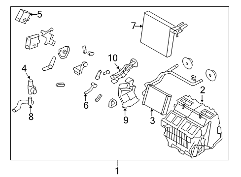 2009 Infiniti EX35 Heater Core & Control Valve Heating Unit Assy-Front Diagram for 27110-1BA0A