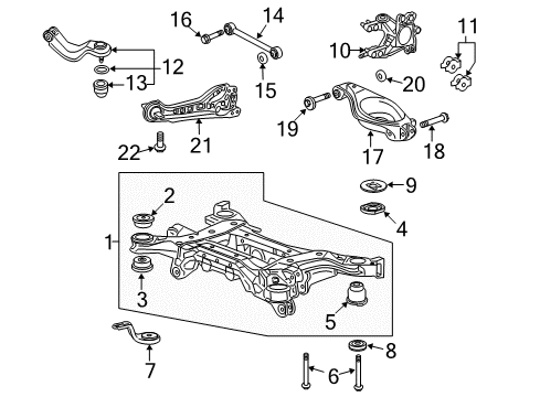 2013 Acura RDX Rear Suspension Components, Lower Control Arm, Upper Control Arm, Stabilizer Bar Knuckle, Right Rear Diagram for 52210-TX5-A00