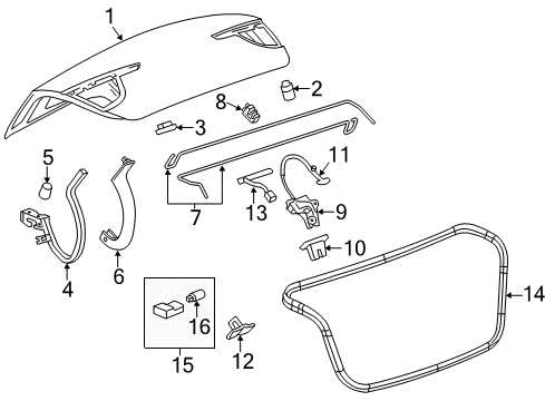 2014 Buick Verano Trunk Lid Hinge Diagram for 22784590