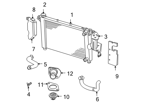 2007 Dodge Caravan Radiator & Components Engine Cooling Radiator Diagram for 4677692AA