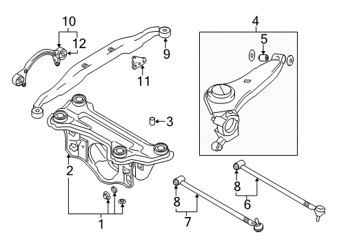 2005 Hyundai Santa Fe Rear Suspension Components, Lower Control Arm, Upper Control Arm Arm Complete-Trailing, RH Diagram for 55101-26600