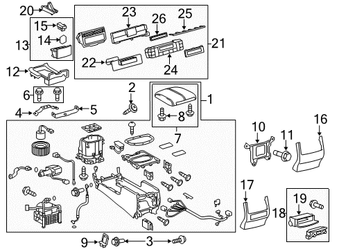 2013 Lexus LX570 Console Console Cup Holder Box Sub-Assembly Diagram for 58803-60210