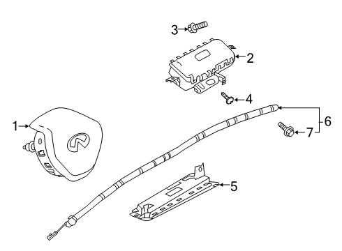 2021 INFINITI QX50 Air Bag Components Steering Air Bag Wire Assembly Diagram for 25554-5NA3A