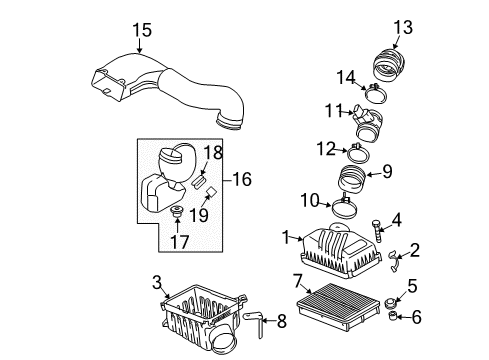 2005 Hyundai Tucson Filters Duct Assembly-Air Diagram for 28210-2E000