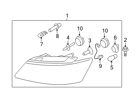 2010 Hyundai Sonata Headlamps Driver Side Headlight Assembly Composite Diagram for 92101-0A500