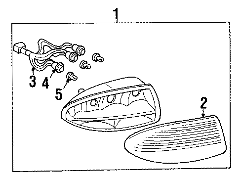 1998 Pontiac Bonneville Combination Lamps Lens Asm, Tail Lamp Inner & Outer Diagram for 16522582