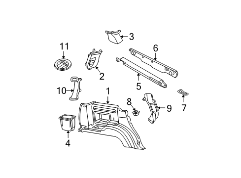 2004 Ford Explorer Interior Trim - Quarter Panels Jack Cover Diagram for 1L2Z-7845626-BAA