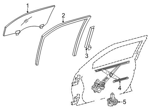 2018 Lexus GS350 Front Door Run, Front Door Glass Diagram for 68141-30370