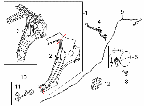 2016 Kia Forte5 Quarter Panel & Components Catch Assembly-Fuel Fill Diagram for 81590A7501